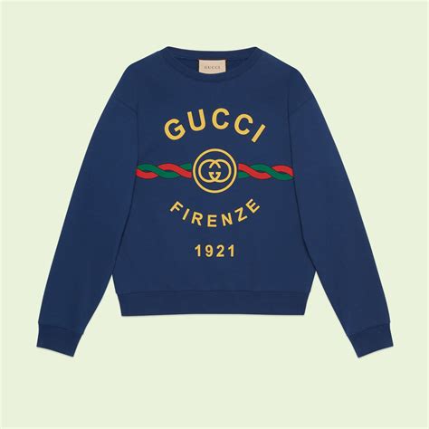 Felpa in cotone 'Gucci Firenze 1921' in blu .